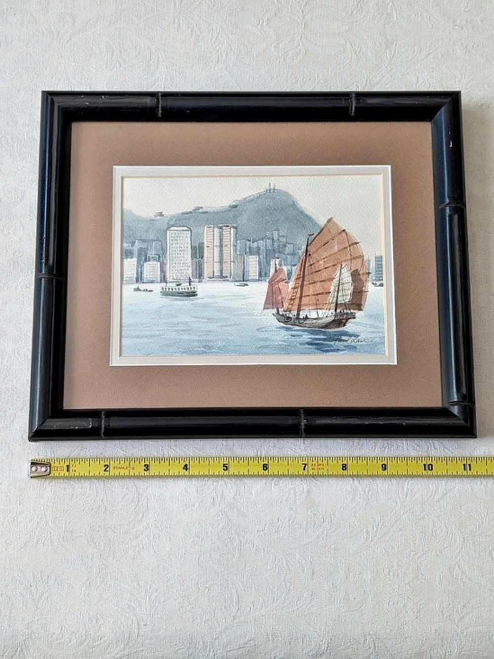 Paul Lam Framed Sailboat Cityscape Painting